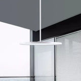 Minimalistic Led Pendant Ceiling Light With Hanging Rod And Flat Shade
