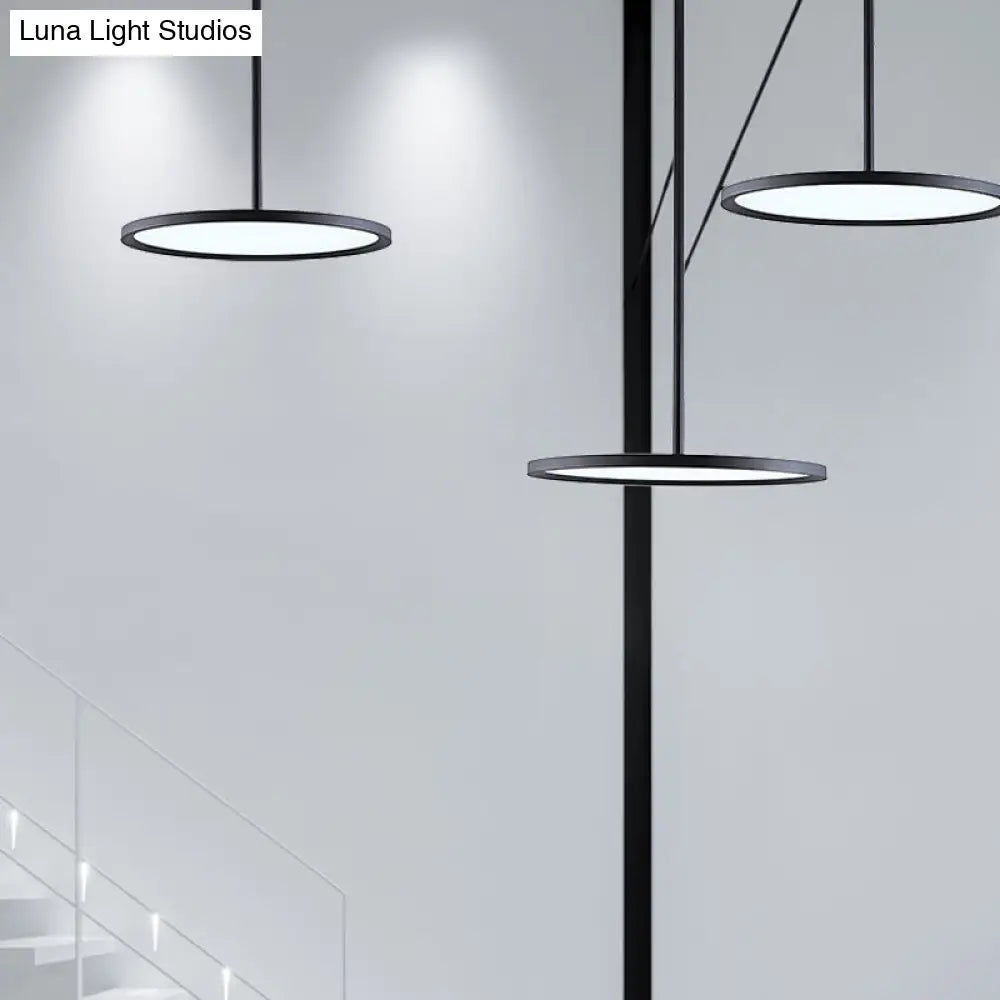 Minimalistic Acrylic Pendant Led Ceiling Light With Hanging Rod – Flat Shade Diner Lighting