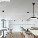 Minimalistic Acrylic Pendant Led Ceiling Light With Hanging Rod – Flat Shade Diner Lighting