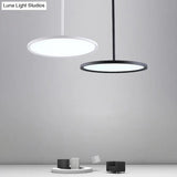 Minimalistic Acrylic Pendant Led Ceiling Light With Hanging Rod – Flat Shade Diner Lighting