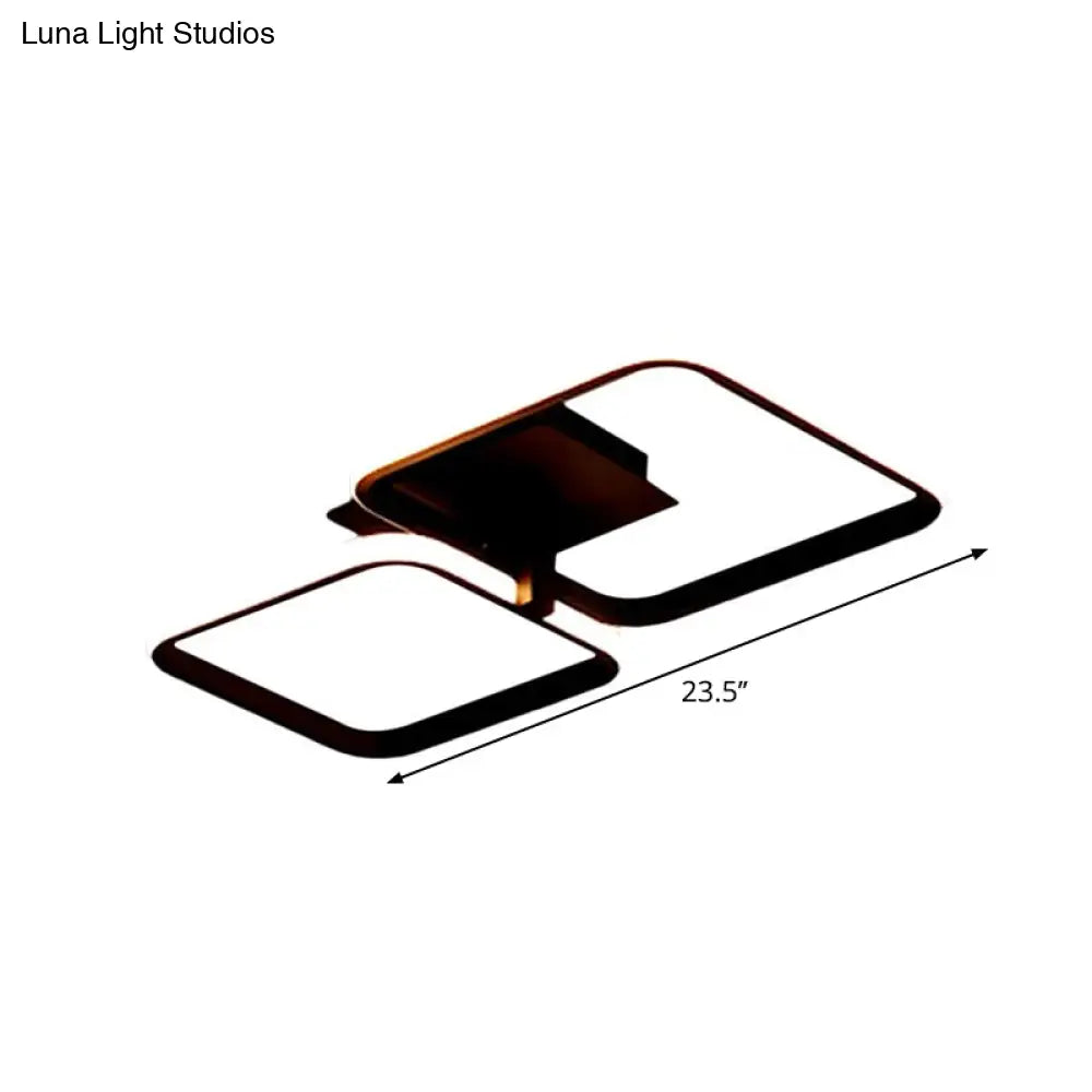 Minimalistic Acrylic Square Flush Mount Led Ceiling Light - Warm/White 21’/23.5’ Long