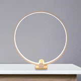 Minimalistic Annular Task Lamp: Metallic White/Coffee Led Reading Table Lighting In Warm/White Light