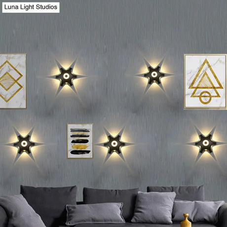 Minimalistic Black Aluminum Balcony Led Wall Sconce Lamp: Gear Shaped Lighting Fixture