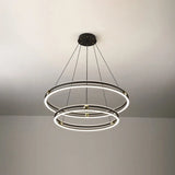 Minimalistic Black And White Circle Chandelier / 31.5’ Double Ring