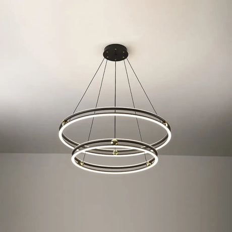 Minimalistic Black And White Circle Chandelier / 31.5’ Double Ring