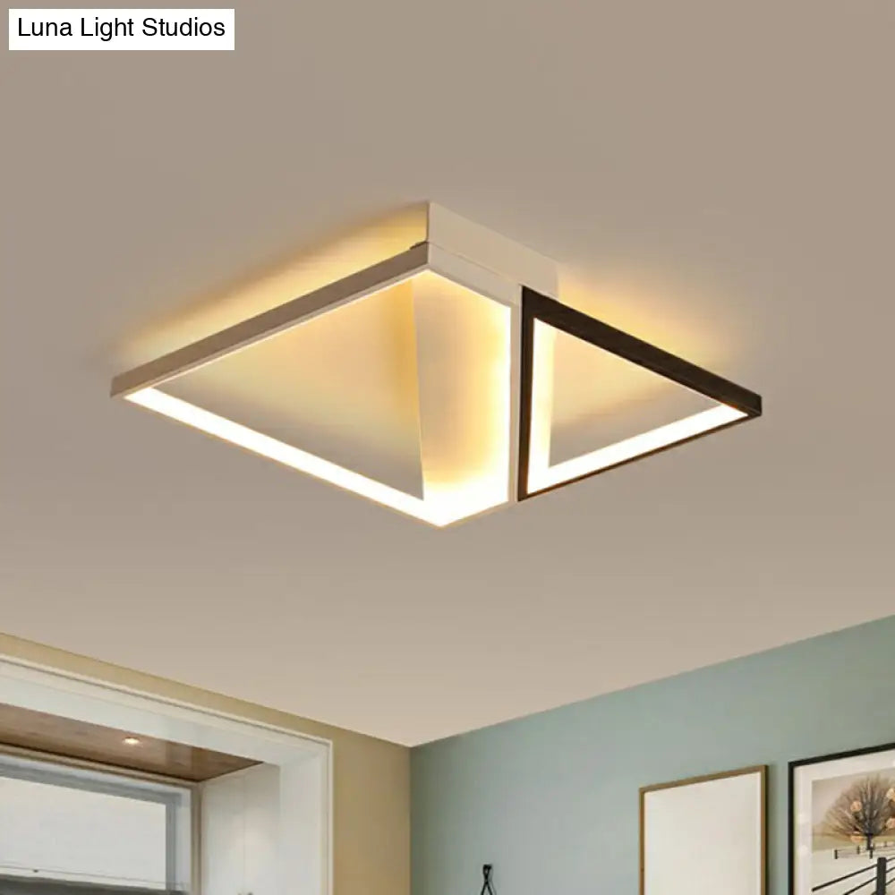 Minimalistic Black And White Led Flushmount Ceiling Light For Bedroom
