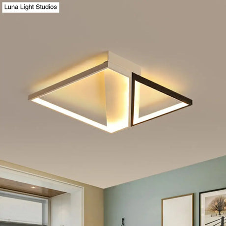 Minimalistic Black And White Led Flushmount Ceiling Light For Bedroom