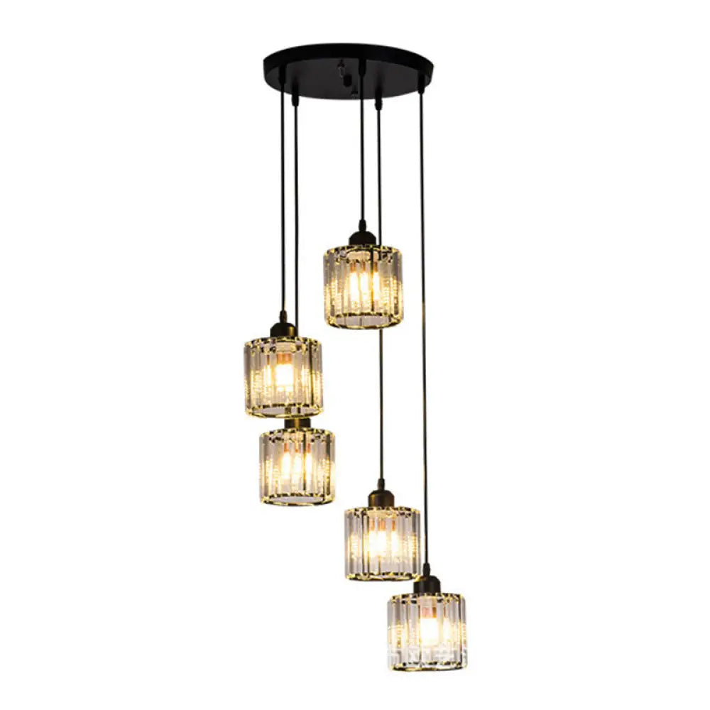Minimalistic Black Geometric Prismatic Crystal Ceiling Light For Staircase 5 /