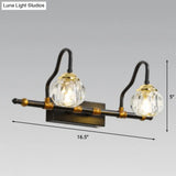Minimalistic Black Hexagon Vanity Wall Lamp With Crystal Prisms - Mounted Lighting Fixture