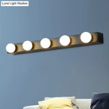 Minimalistic Black/White Finish Vanity Lighting Fixture Open Bulb 4/5 Heads Metal Wall Light For