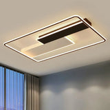 Minimalistic Black - White Metal Flushmount Led Ceiling Light / 37.5’