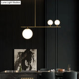 Minimalistic Brass Ball Pendant Light: Opal Glass Island Lighting For Dining Room (3-Light)