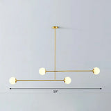 Minimalistic Brass Finish Chandelier With Ivory Glass Shade: Contemporary Metal Ceiling Light 4 /