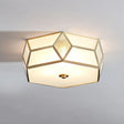 Minimalistic Brass Frost Glass Flush Mount Light For Bedroom: Geometric Ceiling Fixture Beige / 14’