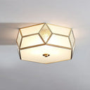 Minimalistic Brass Frost Glass Flush Mount Light For Bedroom: Geometric Ceiling Fixture Beige / 14’