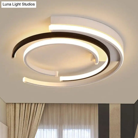 Minimalistic C - Shaped Flush Mount Ceiling Light In Black And White For Bedrooms