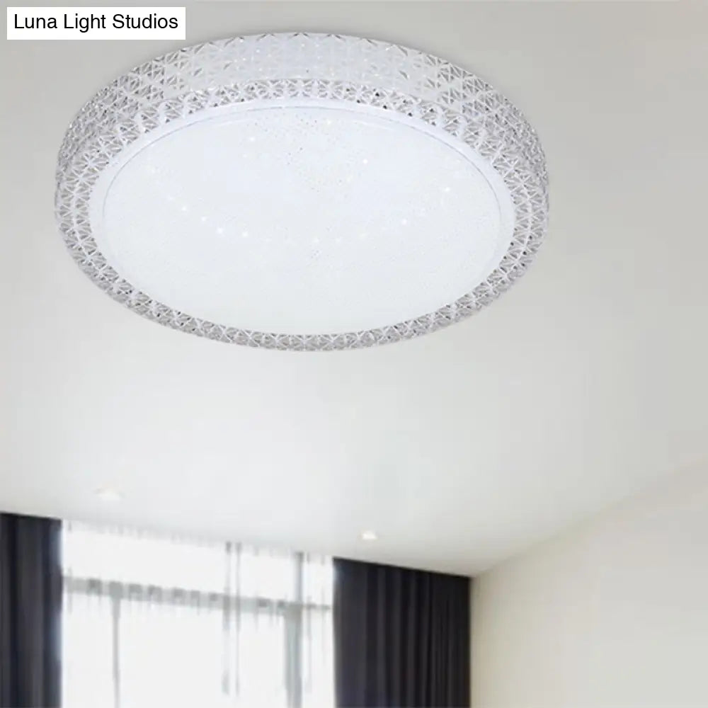 Minimalistic Crystal Bedroom Led Ceiling Light Fixture In White