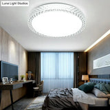 Minimalistic Crystal Bedroom Led Ceiling Light Fixture In White