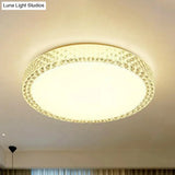 Minimalistic Crystal Bedroom Led Ceiling Light Fixture In White