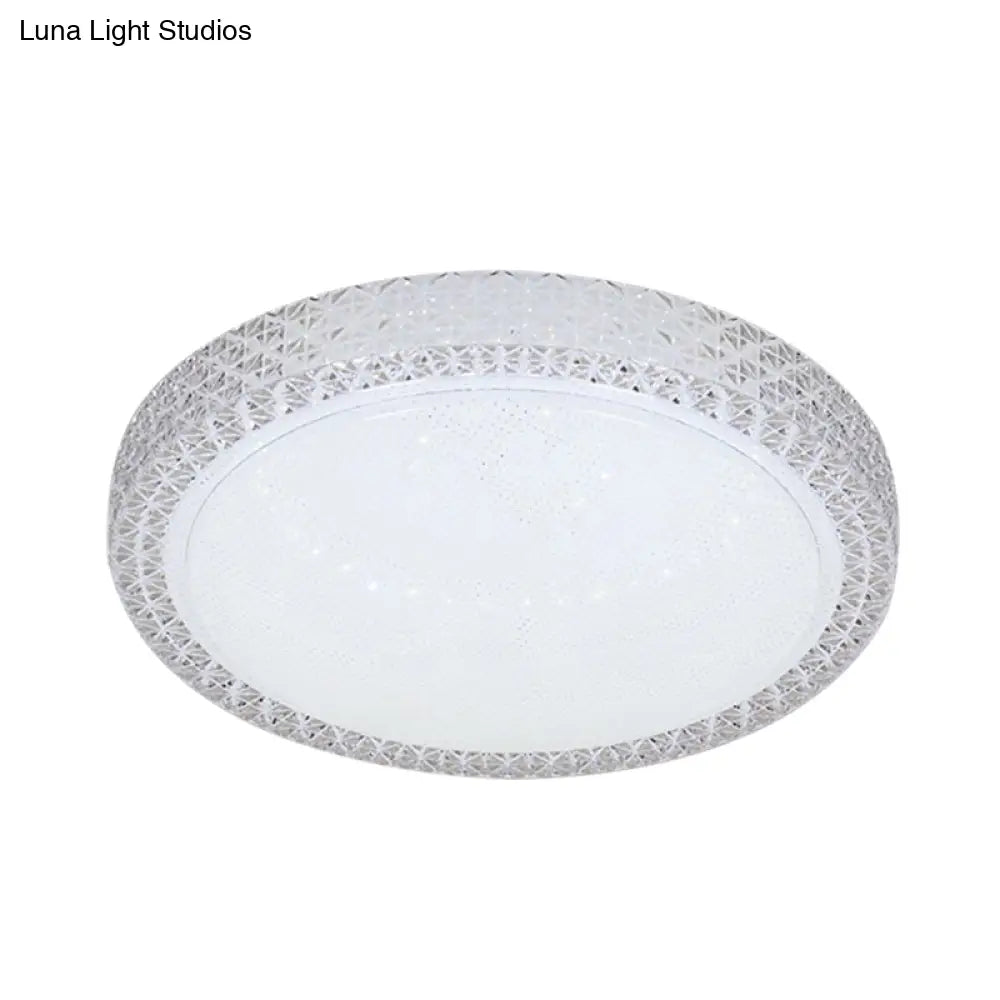 Minimalistic Crystal Bedroom Led Ceiling Light Fixture In White