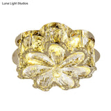 Minimalistic Crystal Flower Ceiling Lamp With Led Flush Mount