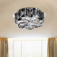 Minimalistic Crystal Flower Ceiling Lamp With Led Flush Mount Smoke Gray