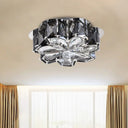 Minimalistic Crystal Flower Ceiling Lamp With Led Flush Mount Smoke Gray