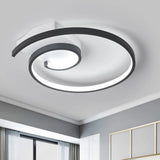Minimalistic Curled Led Flush Light Fixture In Metal Black/White 16.5’/20.5’ Wide - Warm/White