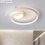 Minimalistic Curled Led Flush Light Fixture In Metal Black/White 16.5’/20.5’ Wide - Warm/White