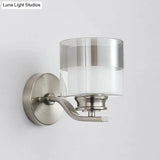 Minimalistic Dual Glass White Wall Sconce For Bedroom - Cylindrical 1 Head Mount Lamp