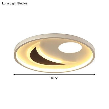 Minimalistic Geometric Acrylic Ceiling Mount Led Flush Light - Black & White-16.5’/20.5’ Wide
