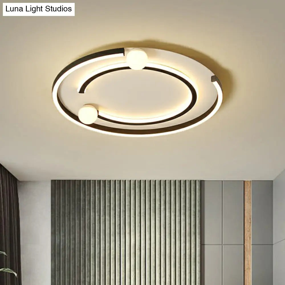 Minimalistic Geometric Led Flush Ceiling Light In Black For Bedrooms