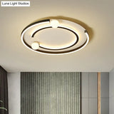 Minimalistic Geometric Led Flush Ceiling Light In Black For Bedrooms
