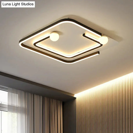Minimalistic Geometric Led Flush Ceiling Light In Black For Bedrooms