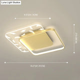 Minimalistic Gold Bedroom Ceiling Light With Geometric Acrylic Shade - Led Flush Mount