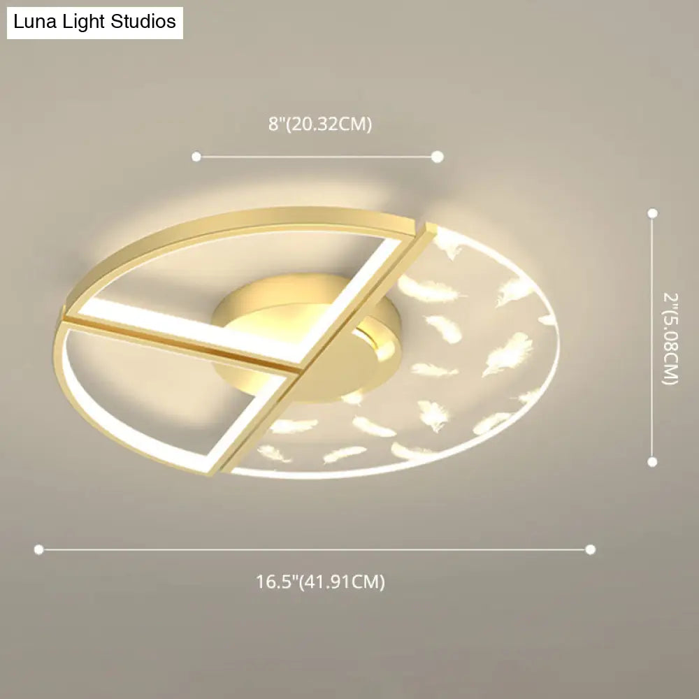 Minimalistic Gold Bedroom Ceiling Light With Geometric Acrylic Shade - Led Flush Mount