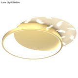 Minimalistic Gold Bedroom Ceiling Light With Geometric Acrylic Shade - Led Flush Mount