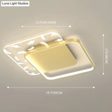 Minimalistic Gold Bedroom Ceiling Light With Geometric Acrylic Shade - Led Flush Mount