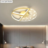 Minimalistic Gold Bedroom Ceiling Light With Geometric Acrylic Shade - Led Flush Mount