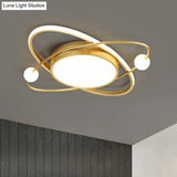 Minimalistic Gold Finish Led Flush Mount Ceiling Lamp For Bedroom