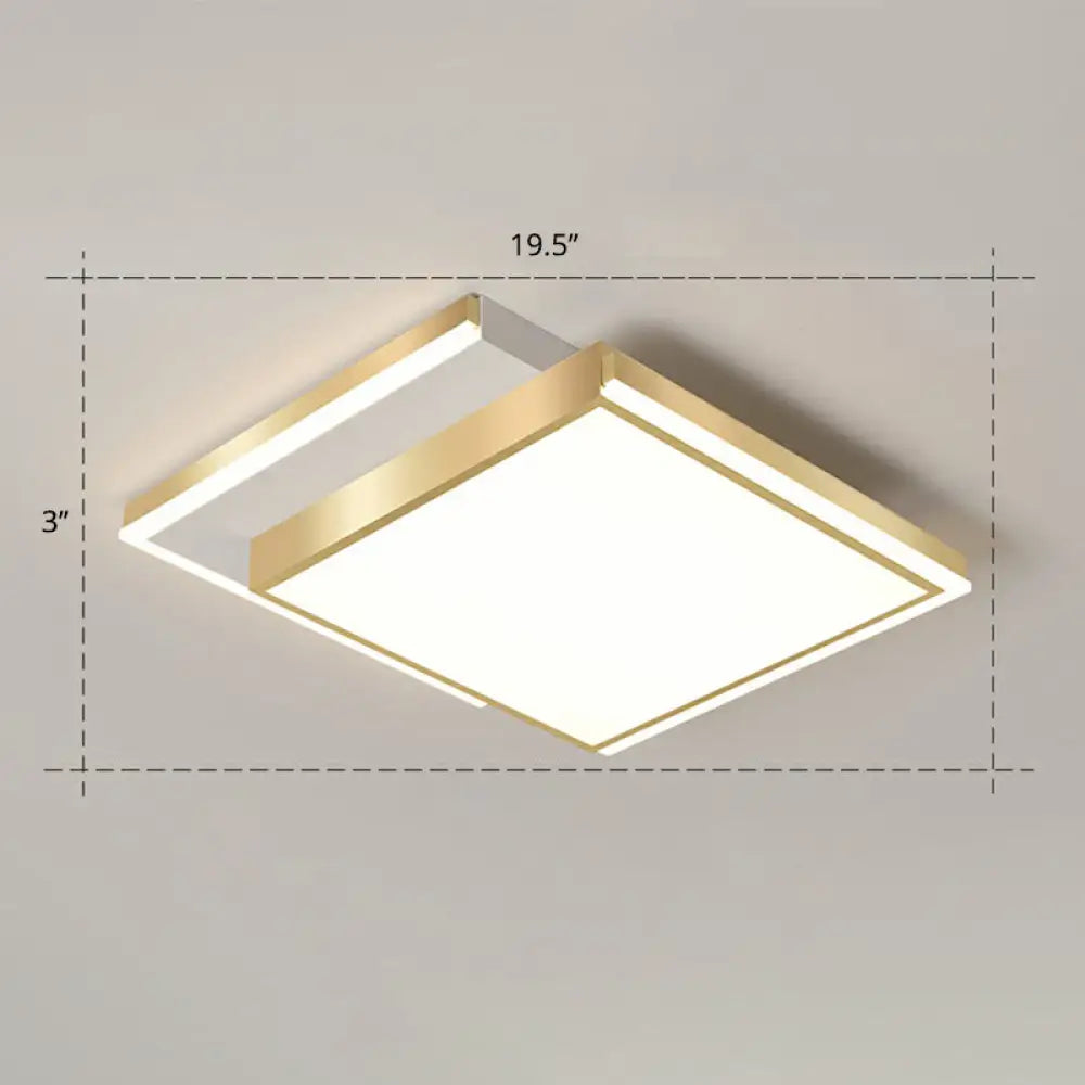 Minimalistic Gold Led Ceiling Light For Living Room - Rectangle Shaped Acrylic Flush Mount /