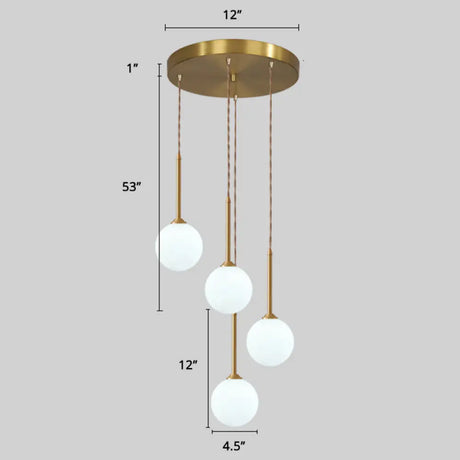 Minimalistic Gold Spiral Cluster Pendant Light For Living Room 4 / Globe