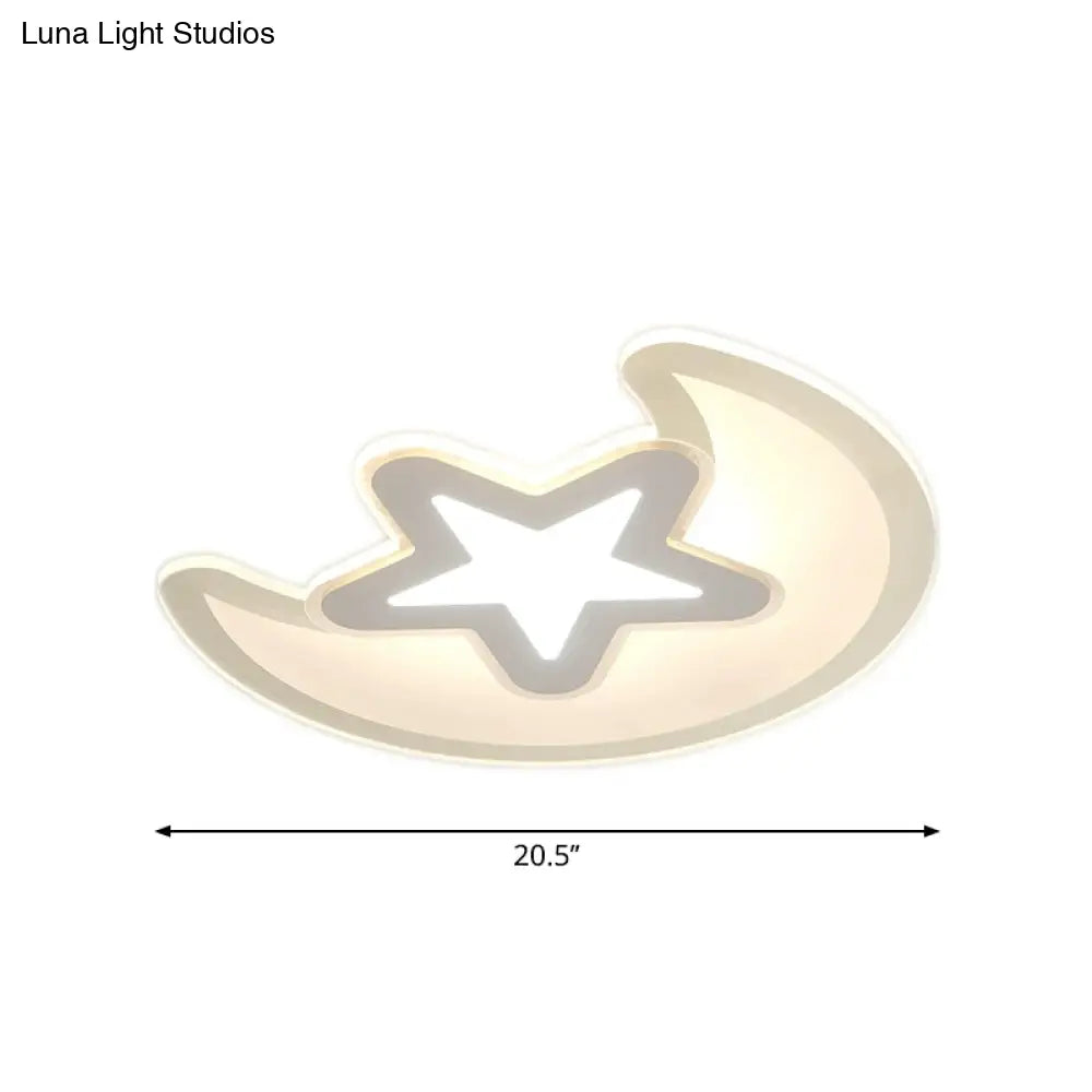 Minimalistic Led Acrylic Ceiling Mount Light With Crescent And Star Design In Warm/White -