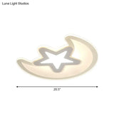 Minimalistic Led Acrylic Ceiling Mount Light With Crescent And Star Design In Warm/White -