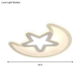 Minimalistic Led Acrylic Ceiling Mount Light With Crescent And Star Design In Warm/White -