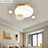 Minimalistic Led Ceiling Lamp For Bedroom With Orbit Shape And Acrylic Material