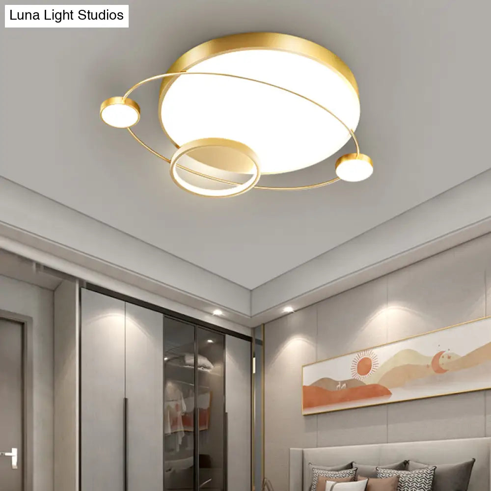 Minimalistic Led Ceiling Lamp For Bedroom With Orbit Shape And Acrylic Material