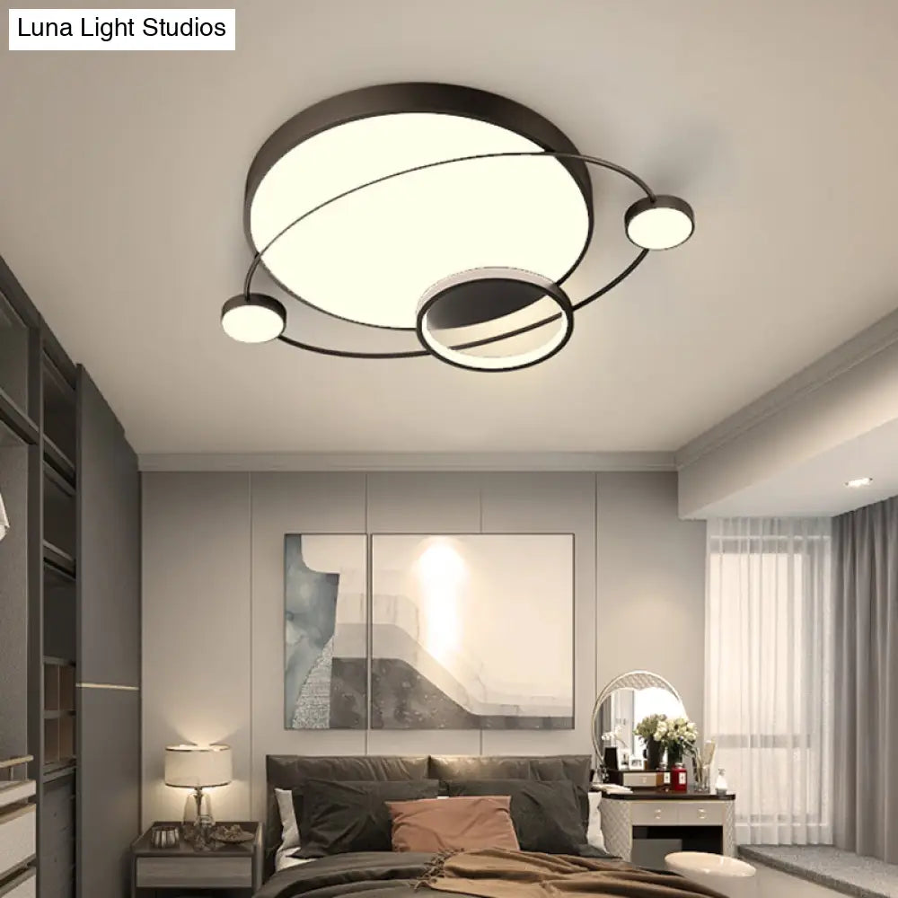 Minimalistic Led Ceiling Lamp For Bedroom With Orbit Shape And Acrylic Material