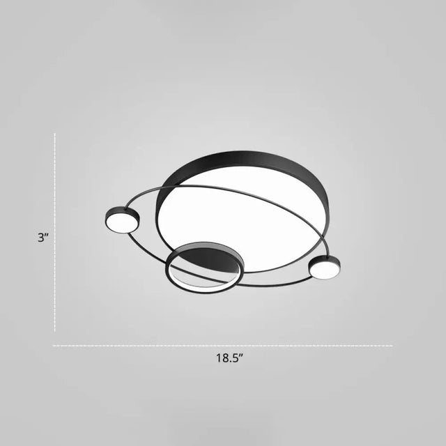 Minimalistic Led Ceiling Lamp For Bedroom With Orbit Shape And Acrylic Material Black / 18.5’ White