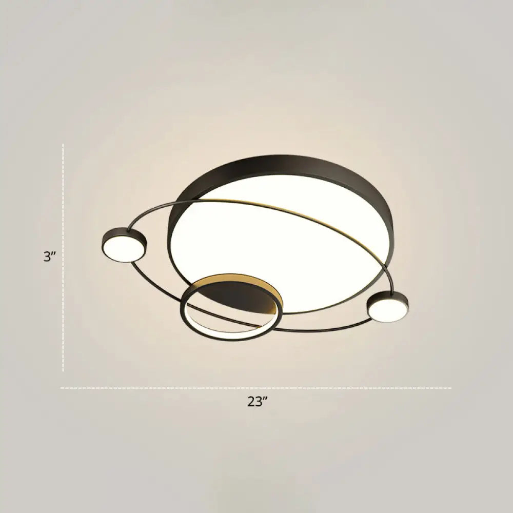 Minimalistic Led Ceiling Lamp For Bedroom With Orbit Shape And Acrylic Material Black / 23’ Third